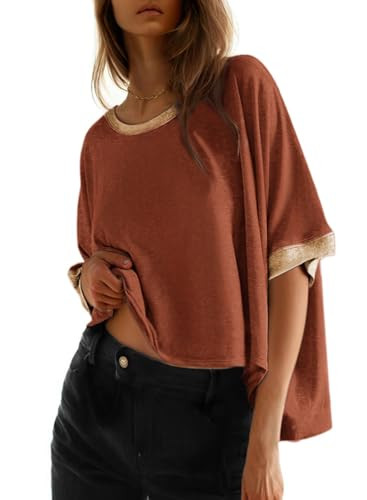 Dokotoo Shirts for Women Summer 2026 Oversized Color Block Ladies Tops | Amazon (US)