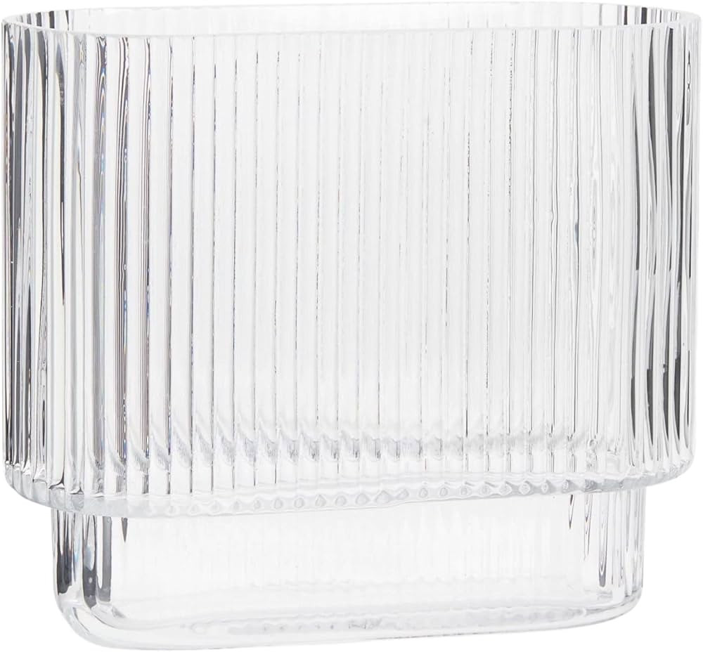 YANWE1 Ribbed Vase, Clear Glass Vase, Flower Vase for Centerpieces, Modern Vase, Fluted Glass Vas... | Amazon (US)