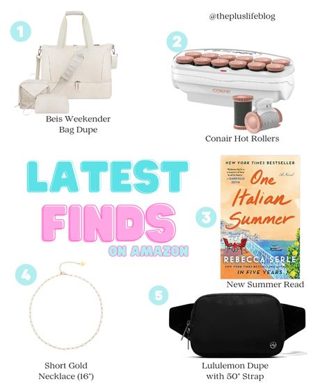 I’ve been doing a little (errr… a lot) of Amazon shopping lately and wanted to share some of my favorite finds with you!

I’ve got some upcoming travels so I snagged an adorable weekender bag that’s a dupe for the Beis Weekender. 

I also got a plus size friendly Lululemon belt bag dupe with a 50” strap!

Rounding it out with some Conair hot rollers for that perfect 90s style bouncy hair, a new book, and a short 16” necklace for layering  

#LTKFind #LTKitbag #LTKcurves