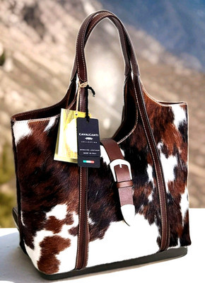 🌞CAVALCANTI ITALIAN DESIGNER HAIR CALF BROWN COWHIDE LEATHER LG HOBO BAG🌺NWT! | eBay US