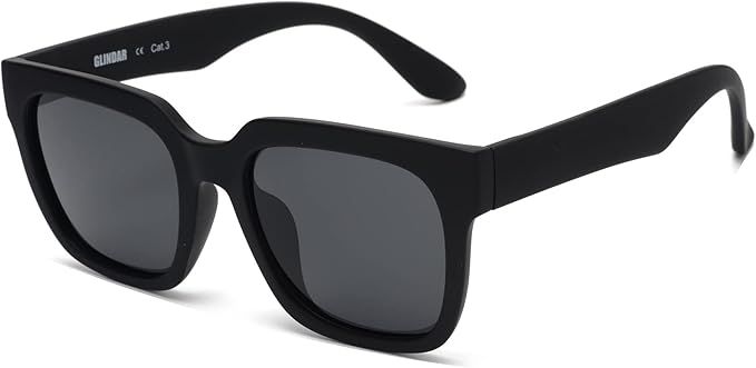 GLINDAR Retro Square Polarized Sunglasses for Women Men UV400 Big Sun Glasses | Amazon (US)