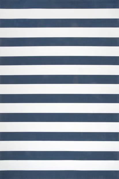 Navy Magnolia Striped Indoor/Outdoor Area Rug | Rugs USA