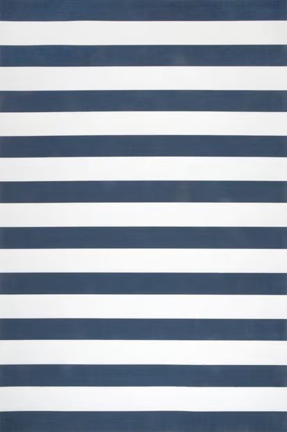 Navy Magnolia Striped Indoor/Outdoor Area Rug | Rugs USA