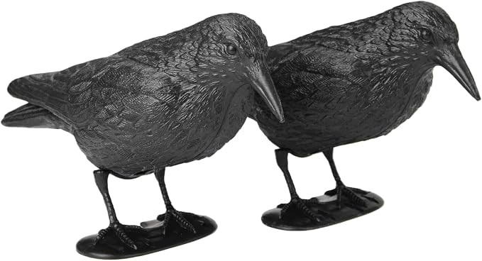 VicBre 2PCS Black Crow Decoys with Feet and Pole Full Body Fake Crow | Realistic full body crow d... | Amazon (US)