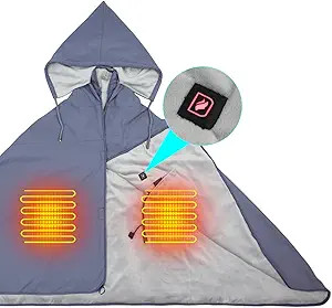 Heated Blanket, 5V Electric Outdoor Waterproof Fleece Blanket with Hood, Waterproof Windproof Sta... | Amazon (US)