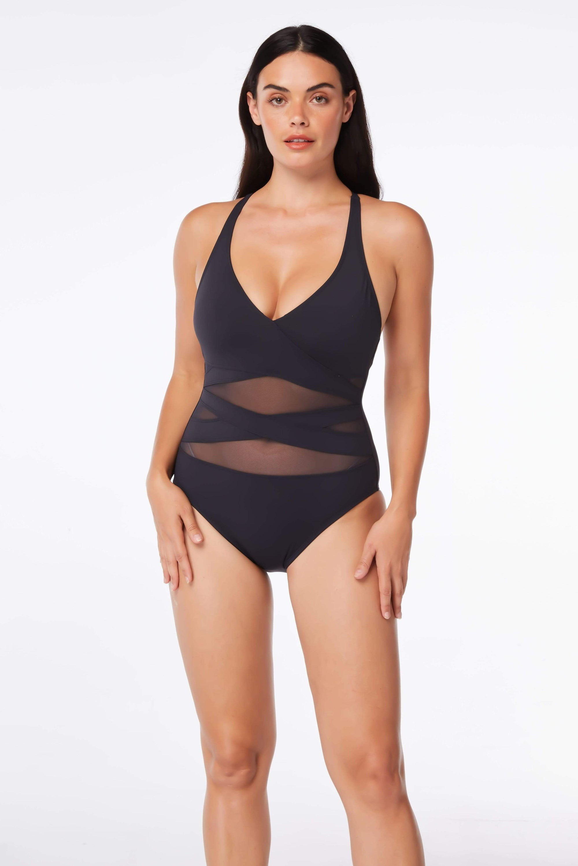 One Piece V Neck Cross Back Swimsuit | Bleu Rod Beattie Swimwear