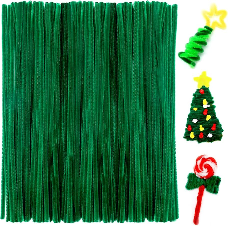 Praisebank Christmas Green Pipe Cleaners for Crafts, 200pcs, Chenille Stems for DIY Projecets, Ar... | Amazon (US)