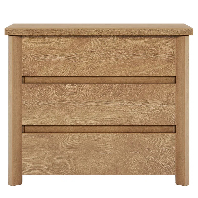 Nordic Style Nightstand With Light Oak Finish 3-Drawer Layout Multi-Functional Storage For Bedroo... | Wayfair North America