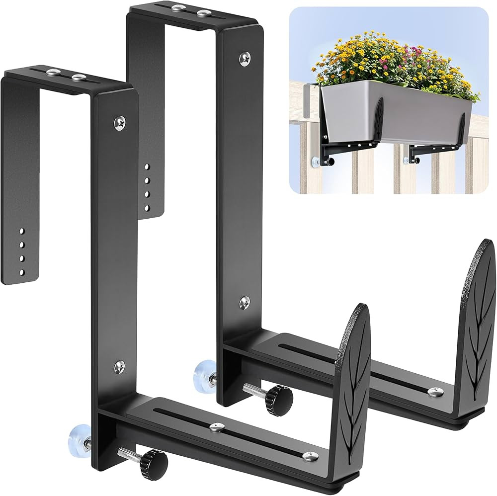 Window Box Brackets, Adjustable Planter Box Brackets, Heavy Duty Iron Flower Box Bracket for Deck... | Amazon (US)