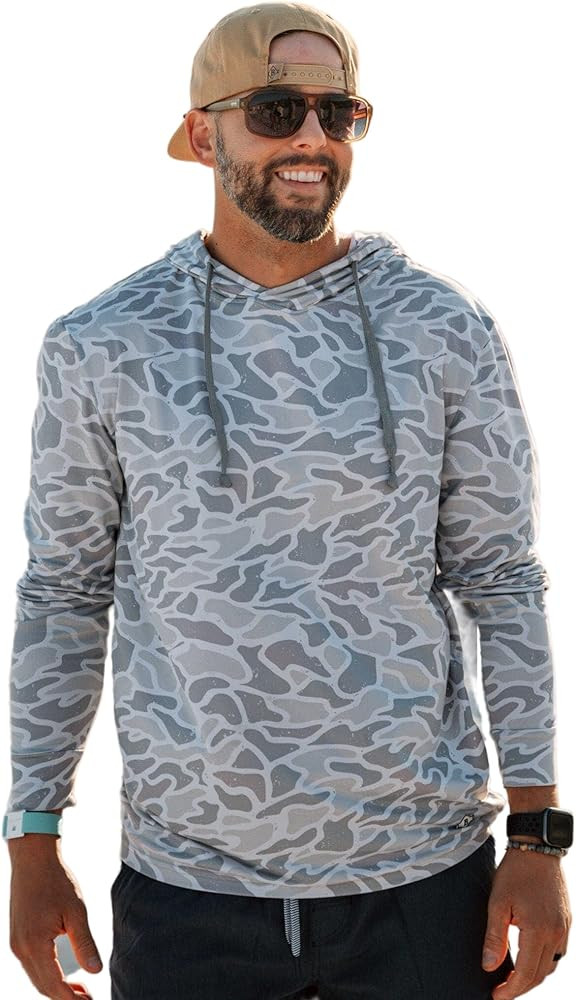 Burlebo Men's Long Sleeve Hoodie Sweatshirt White Camo | Amazon (US)