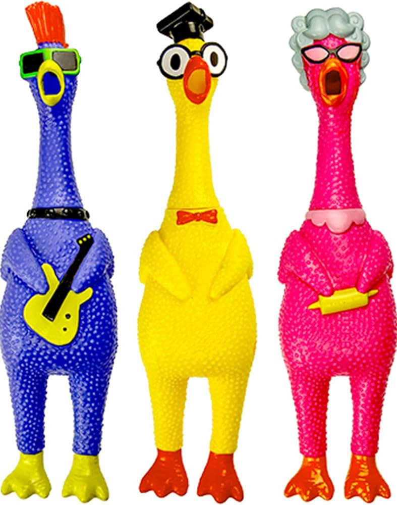 JA-RU Screaming Rubber Chicken Toy (3 Units Assorted) Squeaky Chicken Toys for Kids. Funny Noise ... | Amazon (US)