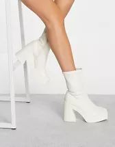 schuh Della platform knee boot in caramel stretch | ASOS (Global)