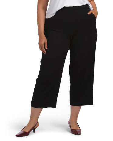 Plus Pull On Elastic Waist Cropped Pants | TJ Maxx