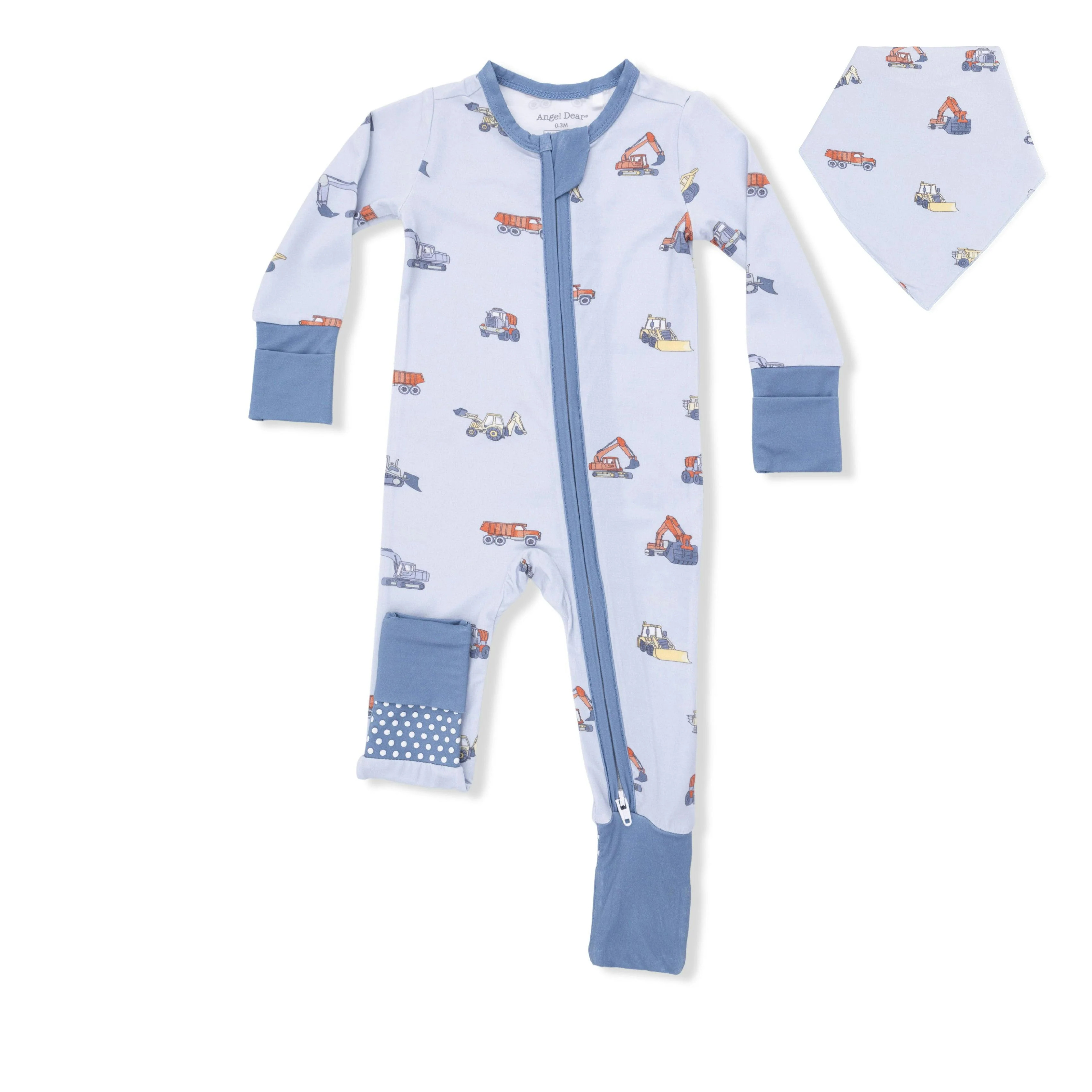 Construction Vehicles - Convertible Romper & Bandana Bib Set | Maisonette