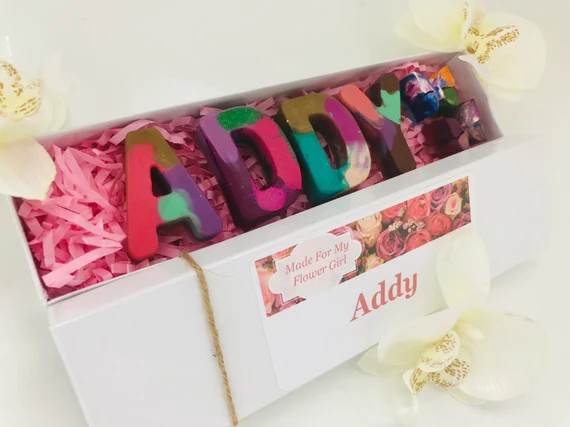 Flower Girl Personalized Crayon Name in Gift Box Flower Girl | Etsy | Etsy (US)