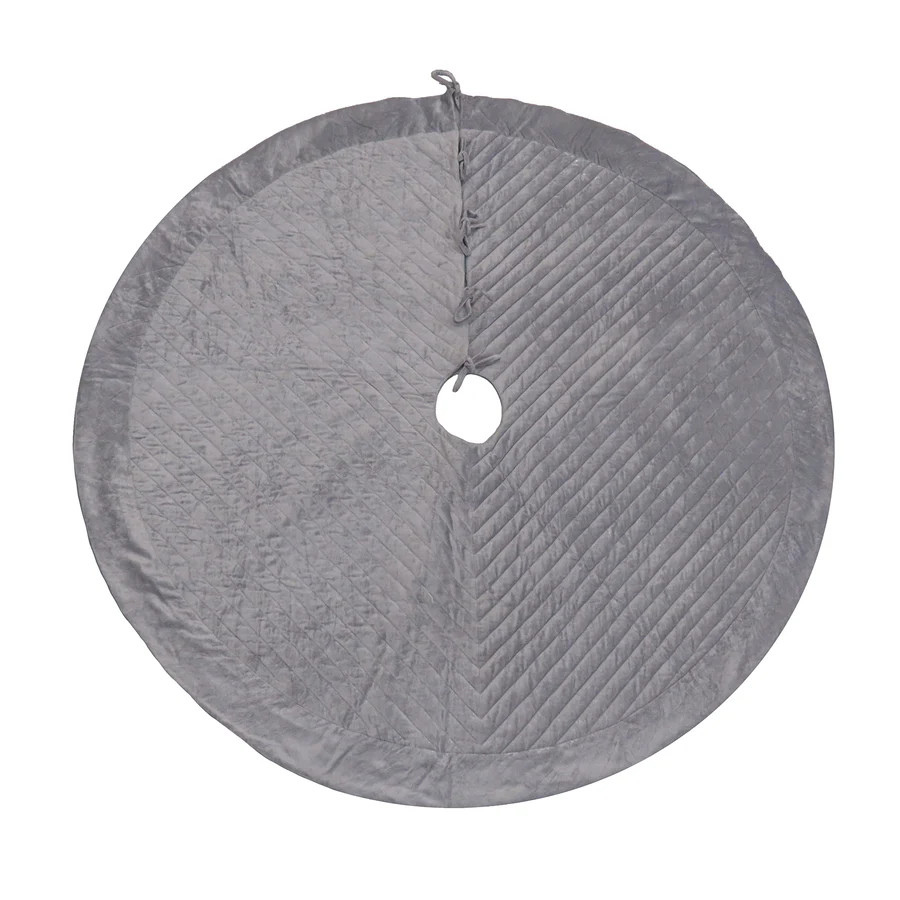 60 in. HGTV Home Collection Quilted Velvet Tree Skirt, Silver | National Tree Company