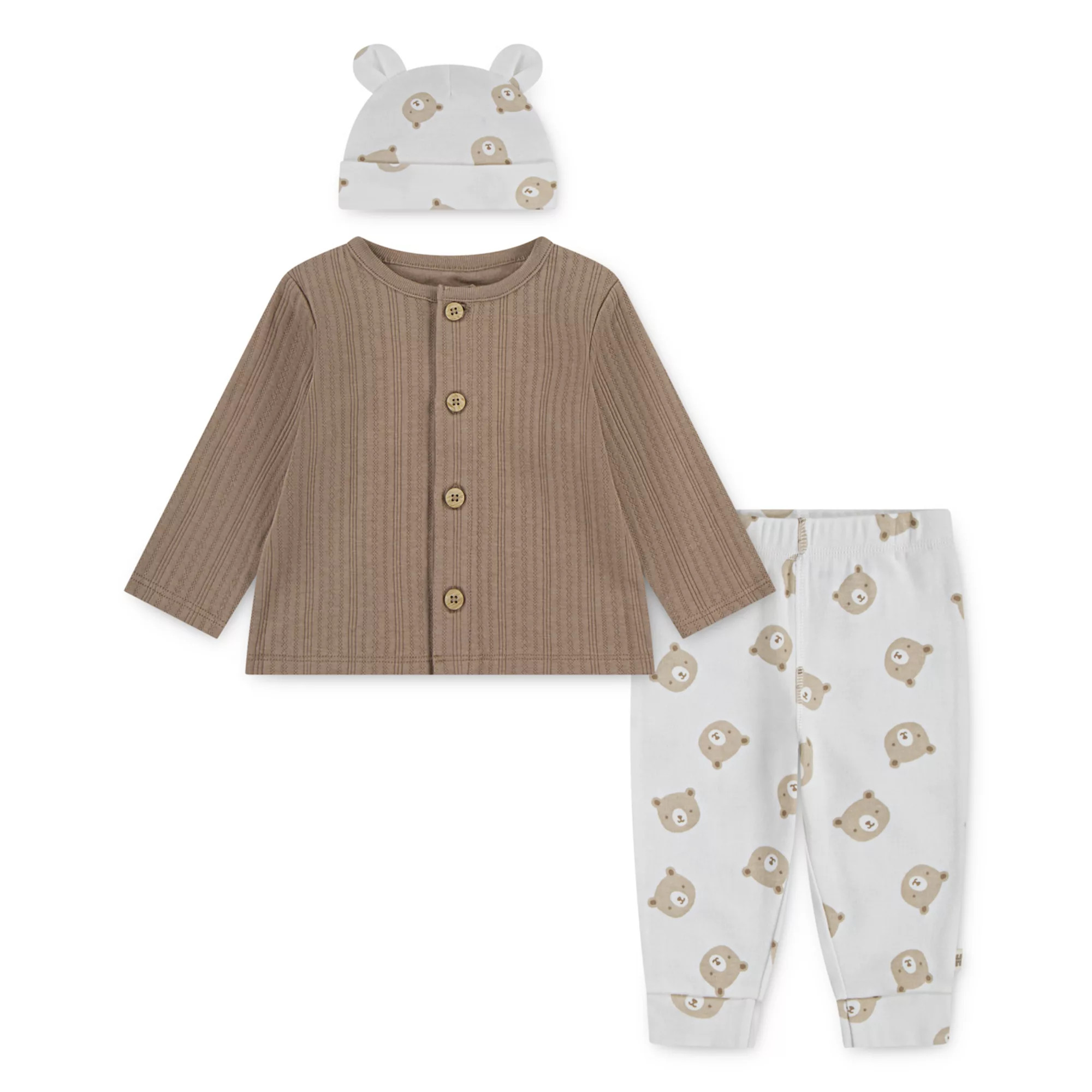 Newborn Baby Boys Huggies Babywear 100% Organic Bear Top Pants & Hat 3-Piece Set | Kohl's