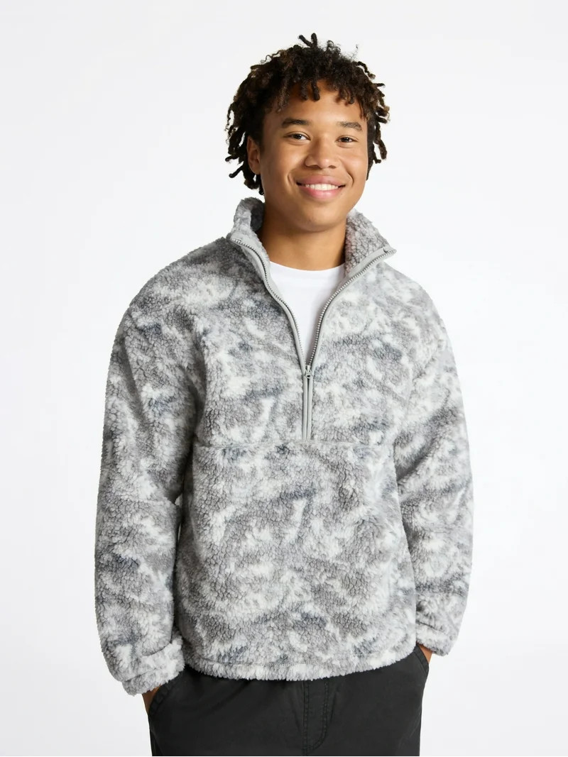 No Boundaries High Pile Fleece Pullover with Long Sleeves, Men's | Walmart (US)