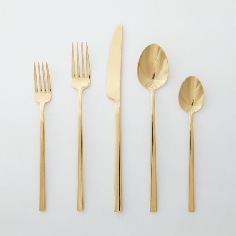 20-Piece Tilt Shiny Gold Flatware | CB2 | CB2