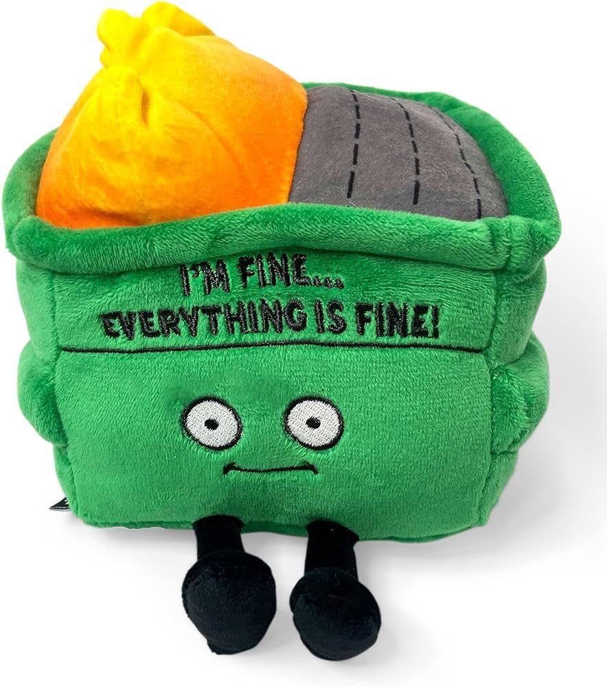 I'm Fine Everything's Fine Dumpster Fire Meme Plushie - Funny Pun White Elephant Cute Mother's Da... | Amazon (US)