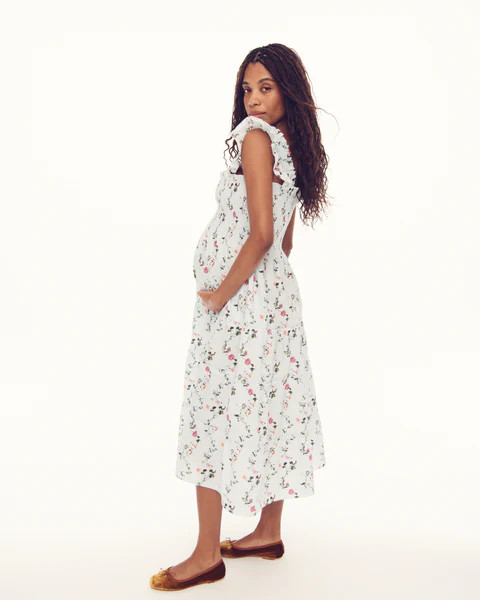 The Maternity Ellie Nap Dress - Pond Floral Poplin | Hill House Home US