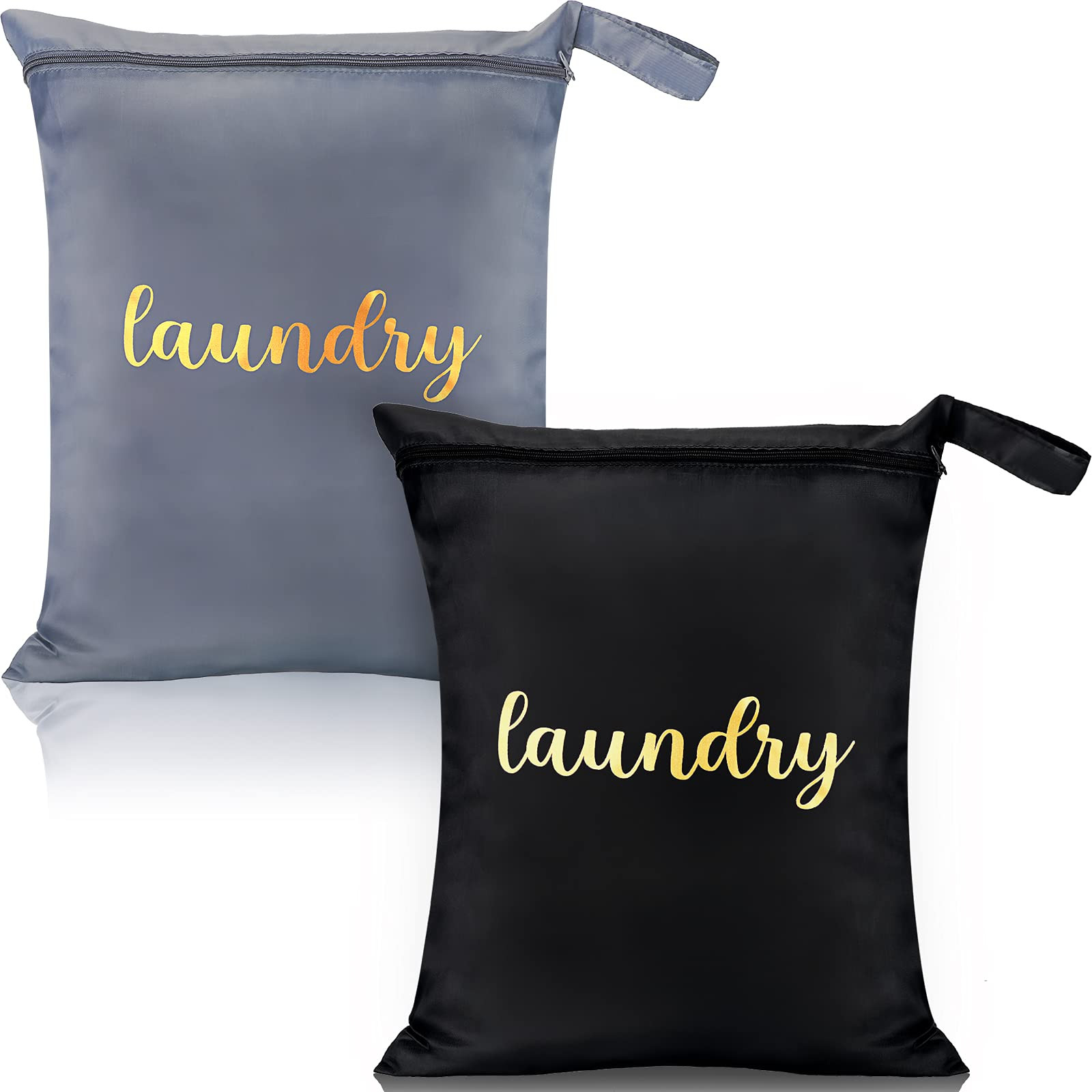 2 Pieces Travel Laundry Bags Waterproof Wet Bag Washable Dirty Clothes Bag Reusable Large Wet Dry... | Amazon (US)