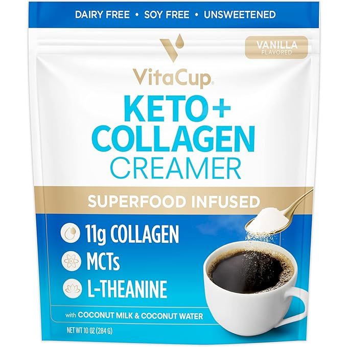 VitaCup Keto + Collagen Coffee Creamer Vanilla Flavor with MCT, Collagen Protein, Coconut Water, ... | Amazon (US)