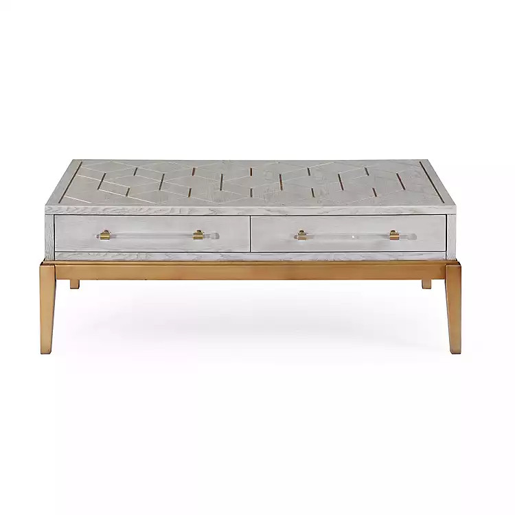 Carved Graphite and Gold 2-Drawer Coffee Table | Kirkland's Home