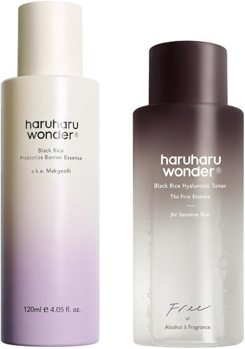 haruharu Wonder Skin Flooding Essential Set, Black Rice Probiotics Barrier Essence & Hyaluronic T... | Amazon (US)