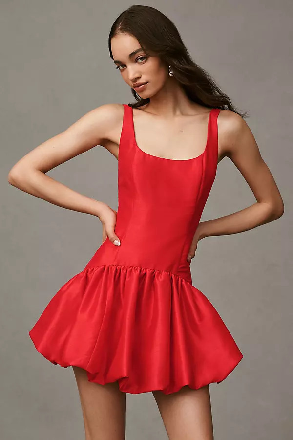 Hutch Sleeveless Satin Drop-Waist Bubble Mini Dress | Anthropologie (US)