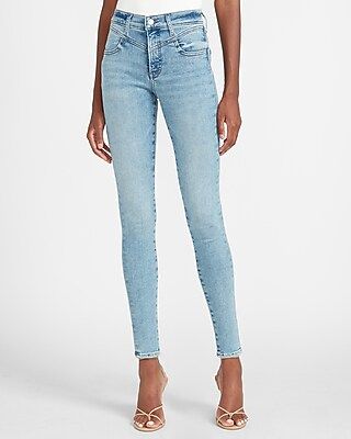 Mid Rise Seamed Light Wash Skinny Jeans | Express