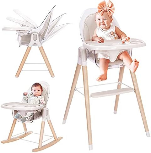 Tiny Dreny Wooden High Chair for Babies and Toddlers, 4-in-1 Grow with Family Convertible Baby Hi... | Amazon (US)