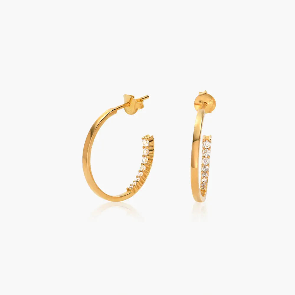 Big Hoop Earrings With Cubic Zirconia - Gold Vermeil | Oak & Luna (US)