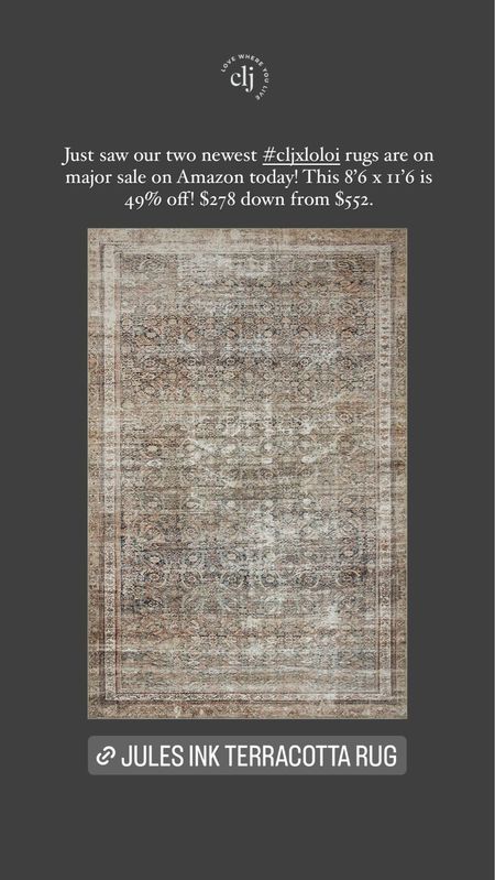 Our Chris Loves Julia x Loloi Jules Ink Terracotta rug is on major sale on Amazon right now! 

#LTKFind #LTKsalealert #LTKhome