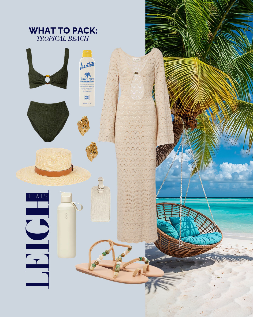 Get ready to soak up the sun in paradise with this chic beachside packing guide. 

#TropicalBeachStyle #WhatToPack #BeachVacation #SummerStyle #LeighStyle 

 #LTKootd #LTKBeauty #LTKTravel