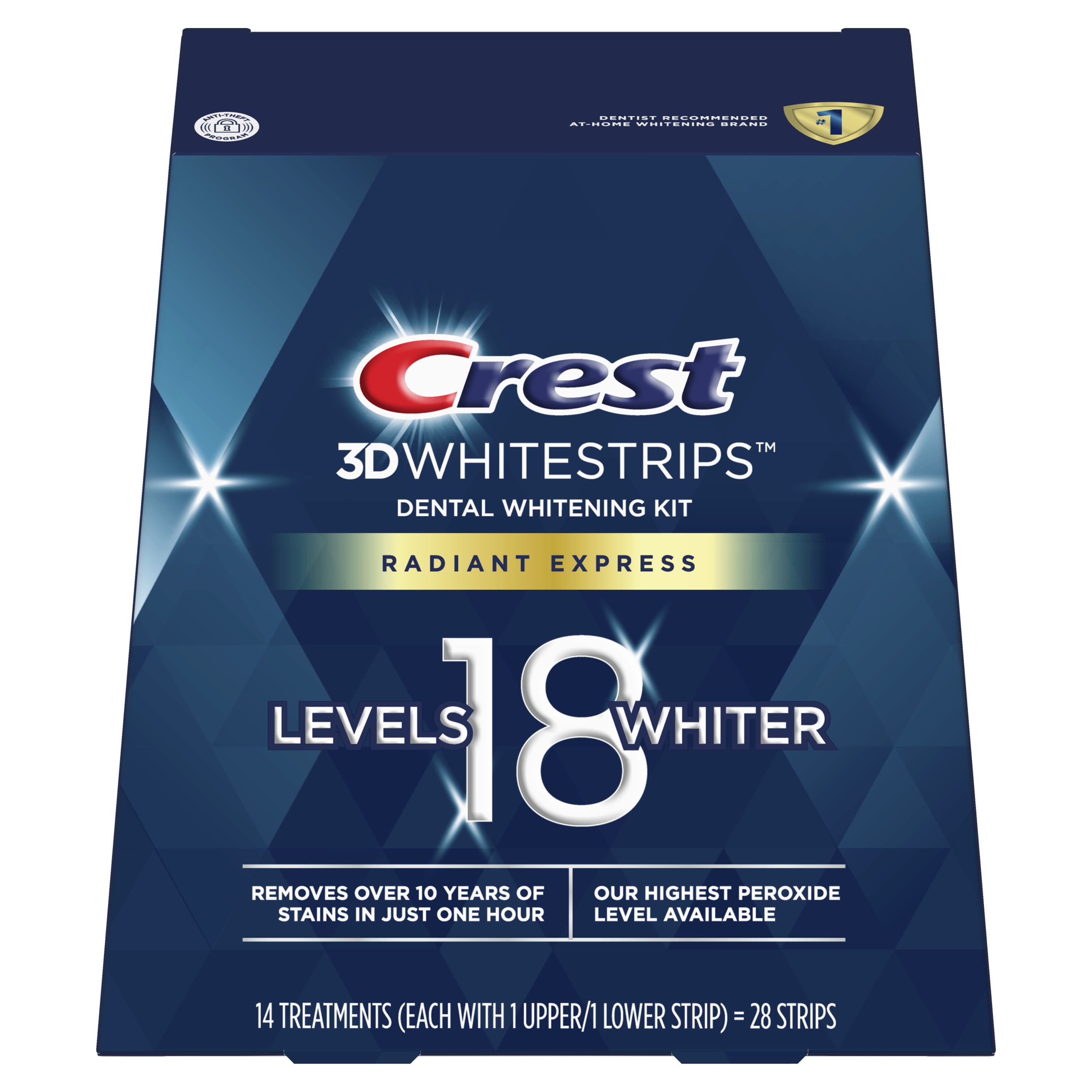 Crest 3DWhitestrips Radiant Express at-Home Teeth Whitening Kit, 14 Strip Treatments, 18 Levels W... | Walmart (US)