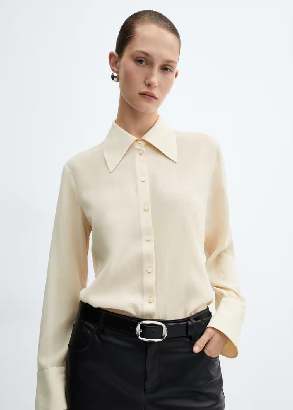 Buttoned flowy shirt -  Women | Mango USA | MANGO (US)