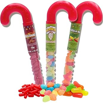 Amazon.com : Assorted Chewy Candies in Candy Cane Clear Packaging, Holiday Treats for Party Favors a | Amazon (US)