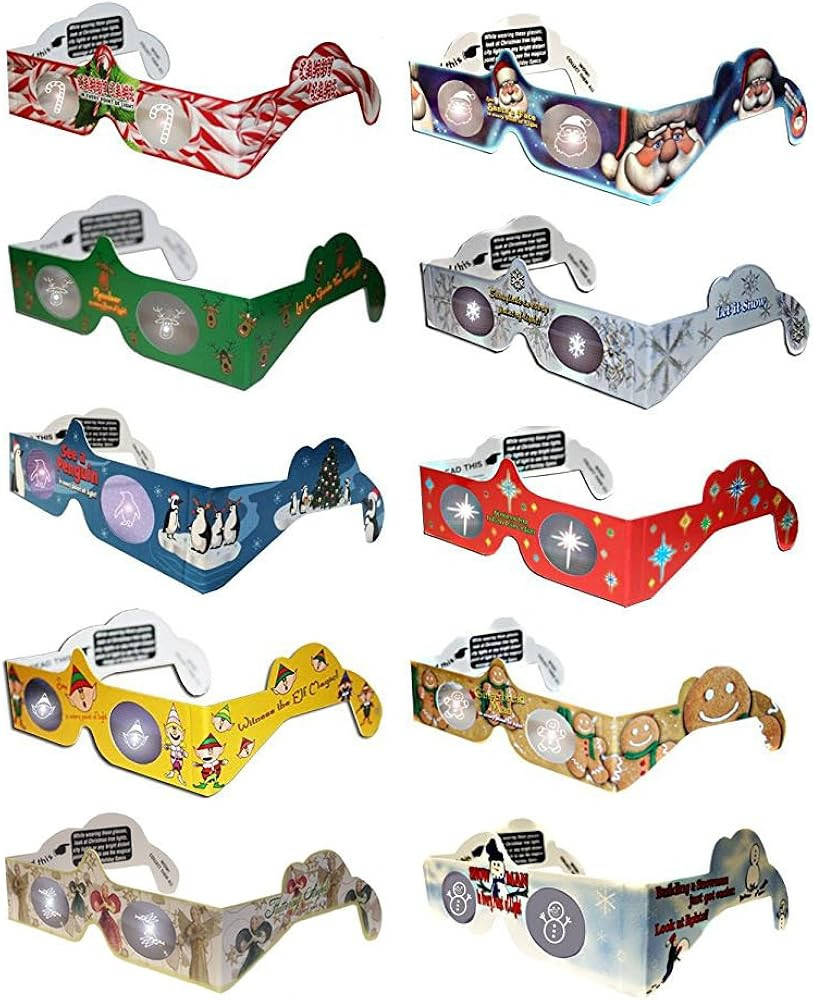 3D Christmas Glasses - 10 Pairs / 10 Turn Christmas Tree & Holiday Lights into Magical Images - S... | Amazon (US)