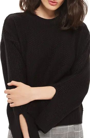 Women's Topshop Wide Sleeve Sweater, Size 2 US (fits like 0) - Black | Nordstrom