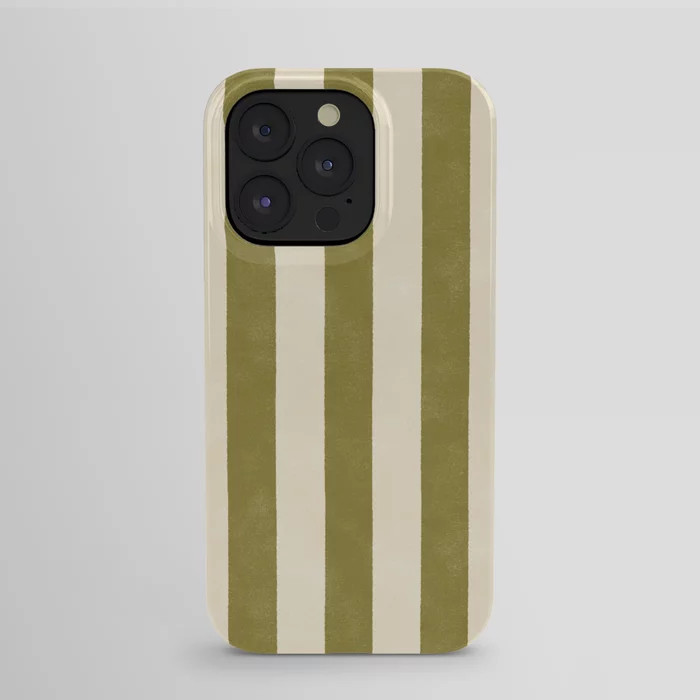 Cabana Stripe - moss green and cream iPhone Case | Society6