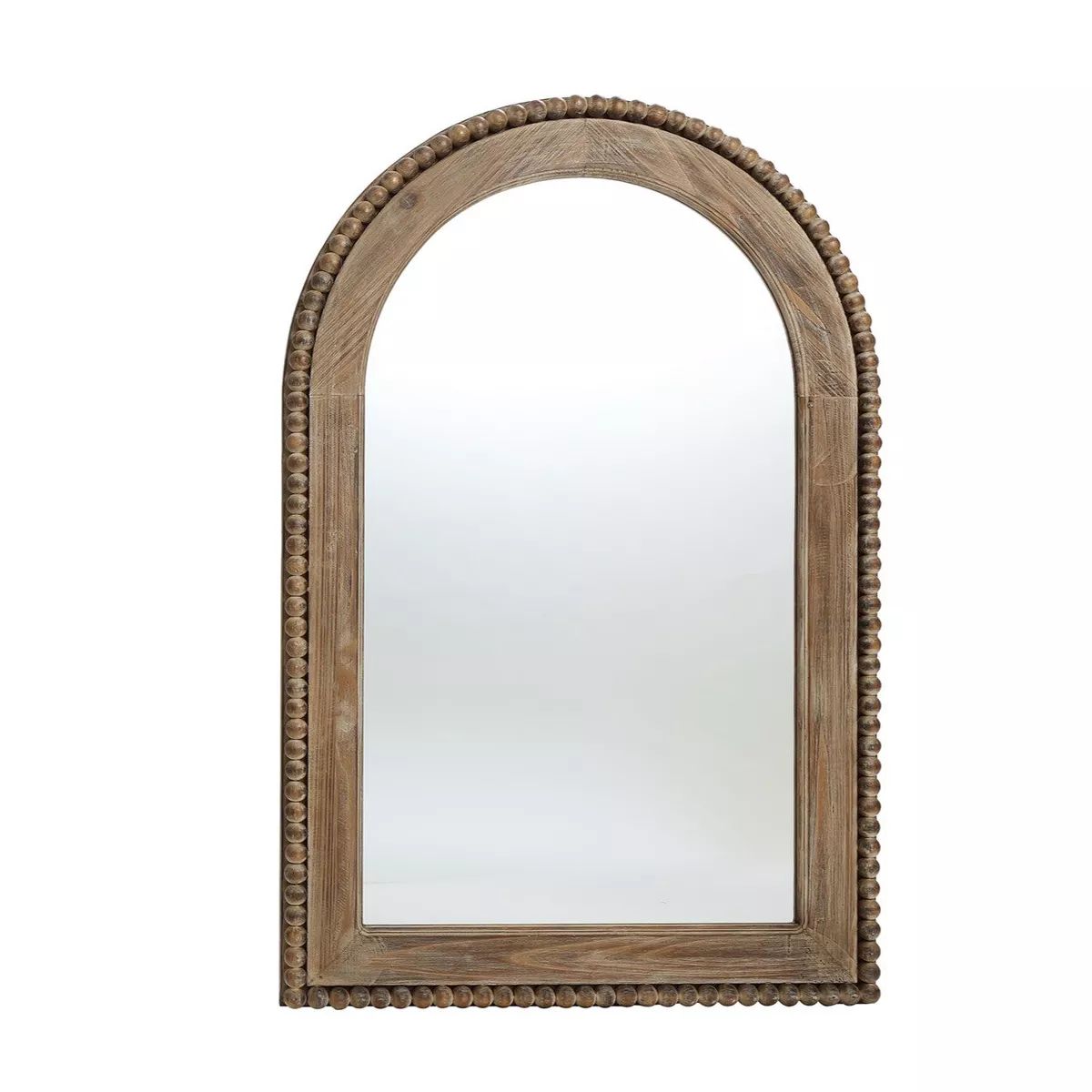 LuxenHome Wood Framed Arch Window Wall Mirror Brown | Target