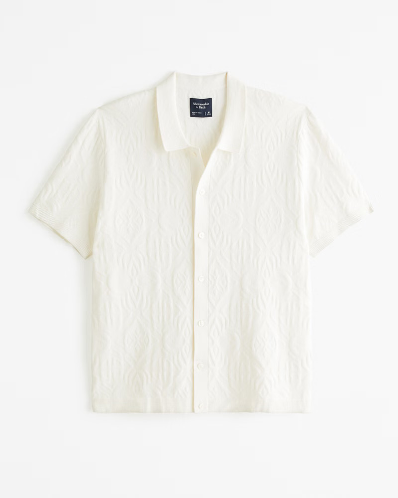 Dimensional Knit Button-Through Sweater Polo | Abercrombie & Fitch (US)