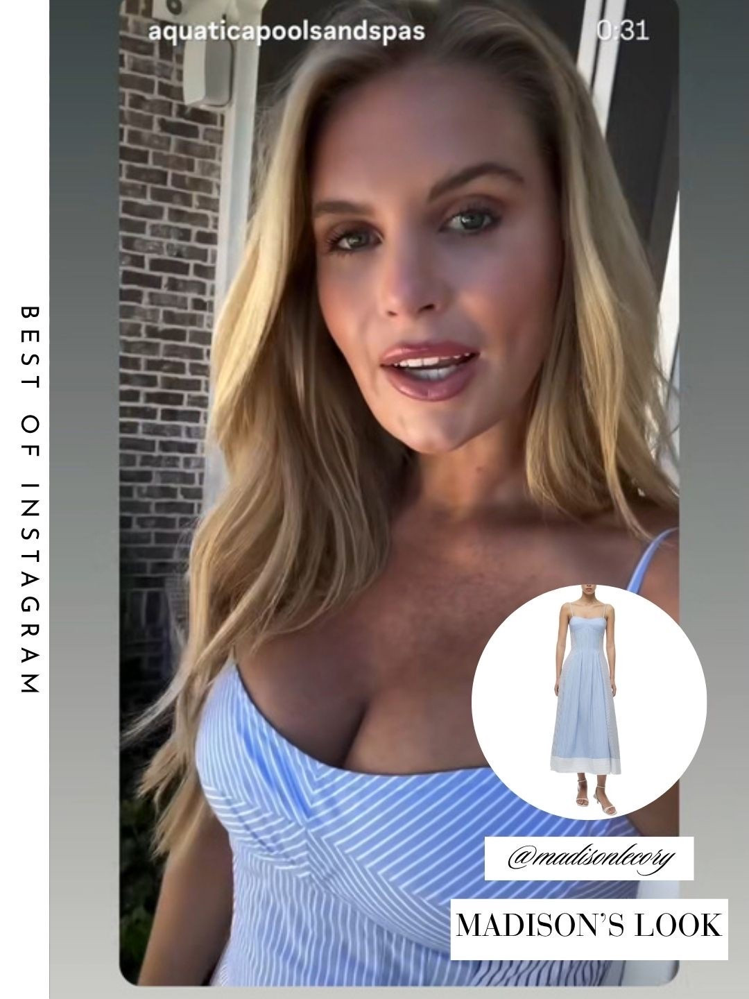 Madison LeCroy’s Blue Striped Midi Dress 📸 = @madisonlecroy