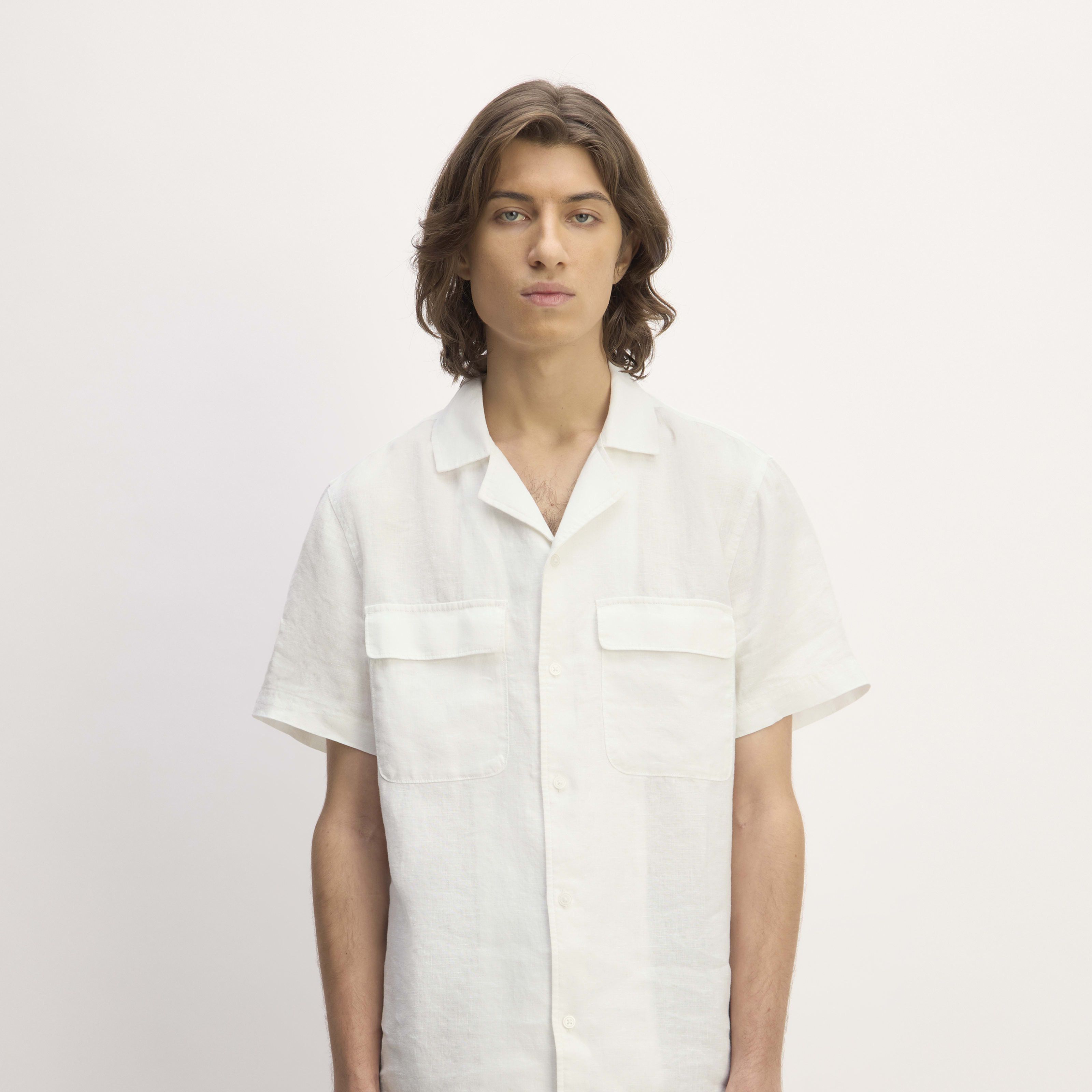 Men's Relaxed Linen Short-Sleeve Shirt by Everlane in White, Size L | Everlane