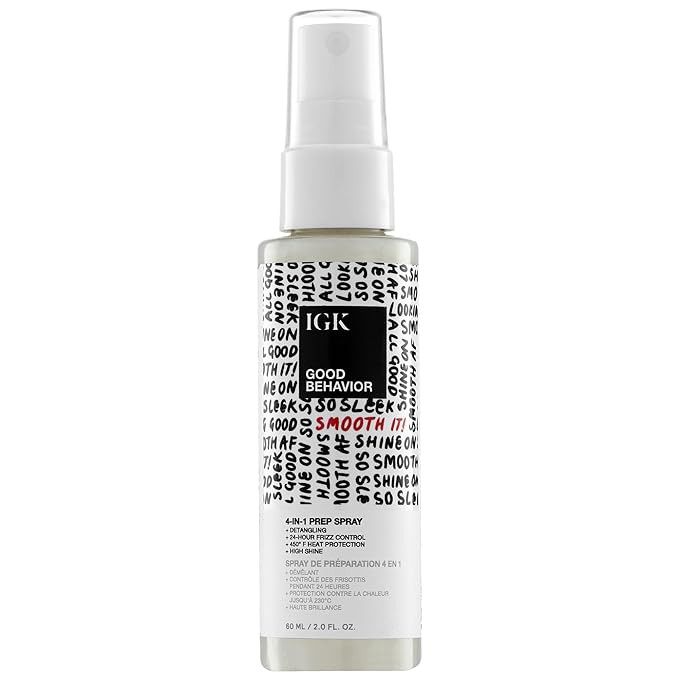 IGK GOOD BEHAVIOR 4-in-1 Prep Spray Travel | Leave In + Detangle + Heat Protectant | Vegan + Crue... | Amazon (US)