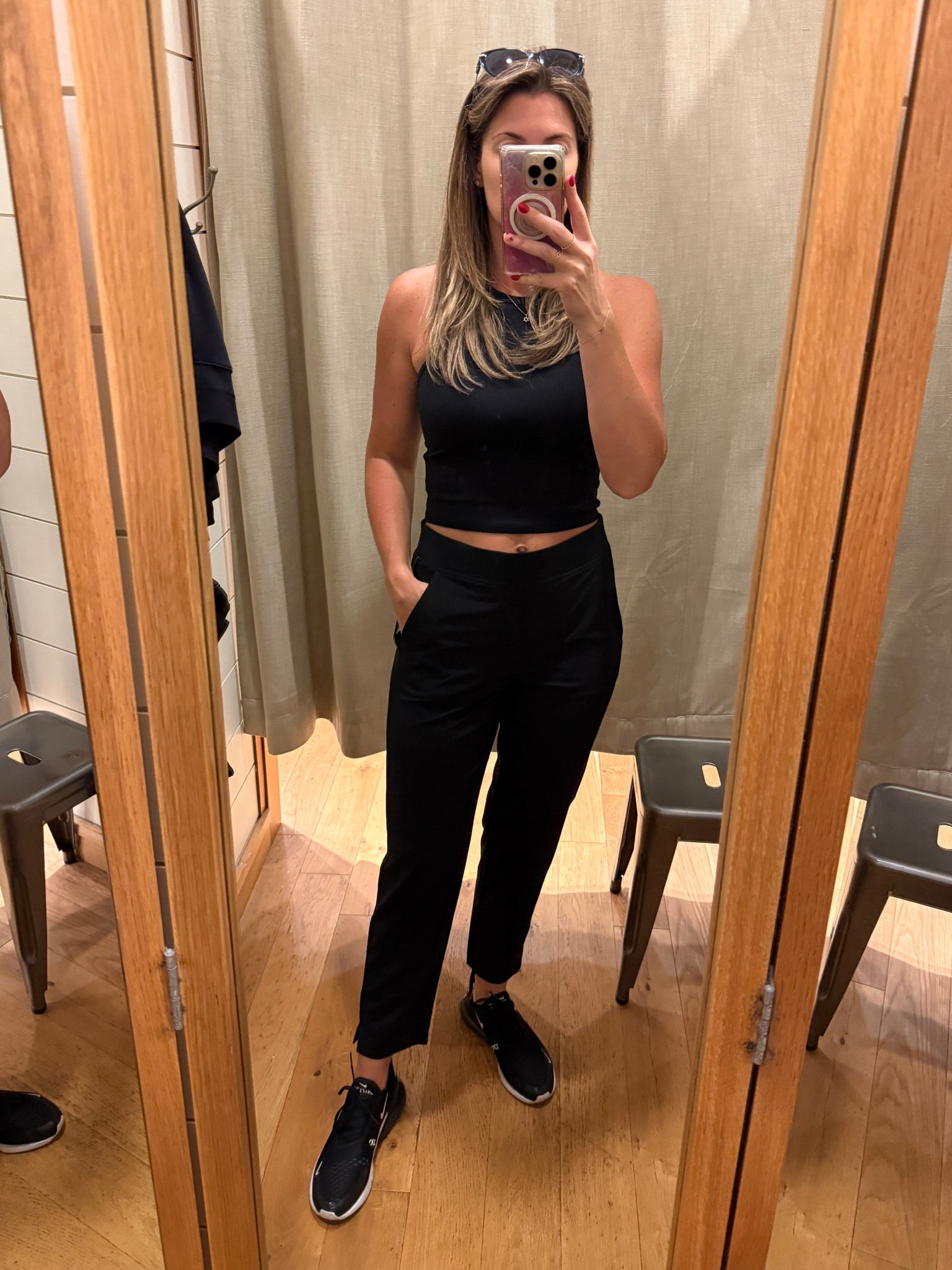 The perfect casual pant that is lightweight, stretchy and polished enough to elevate your Athleisure game. 

Runs TTS, wearing size 6. Comes in several colors, all offered in sizes 00-24, tall and petite sizing. 

At 5’10 I did not need tall sizing, as these hit just above my ankle 👌🏼

#LTKTall #LTKOver40 #LTKmomlife