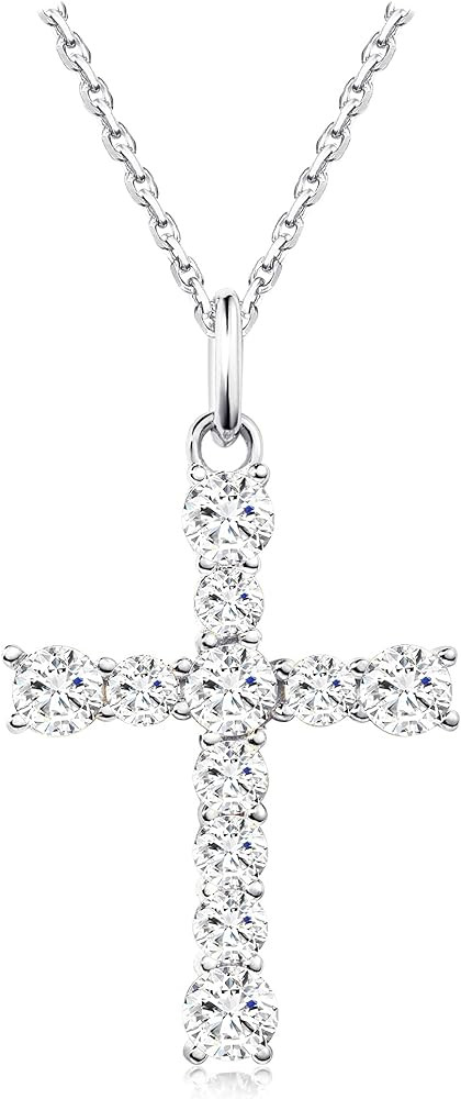 S.Leaf Cross Necklace for Women Cross Chain Necklace Sterling Silver Cubic Zirconia Necklace Gold... | Amazon (US)