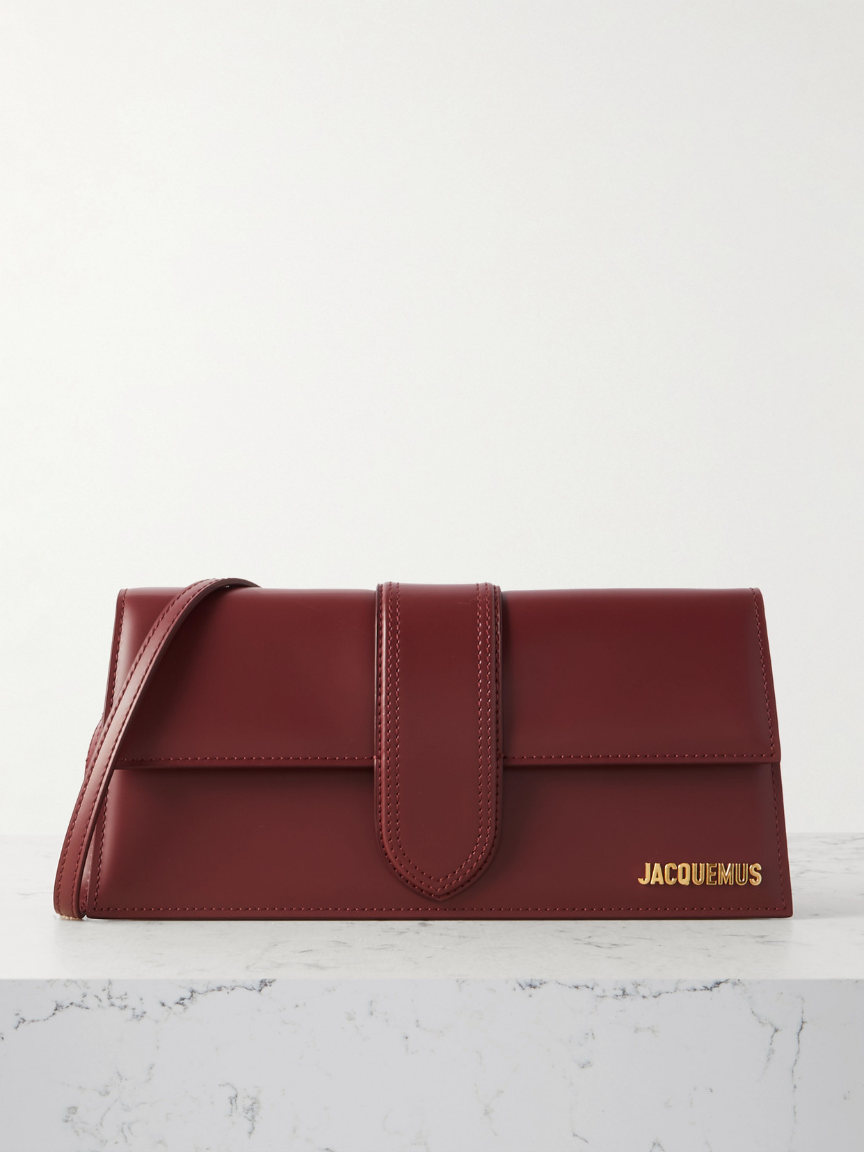 Jacquemus - Le Bambino Long Leather Shoulder Bag - Burgundy | NET-A-PORTER (US)