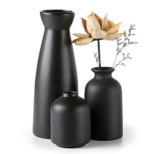 CEMABT Black Ceramic vase Set-3 Small Flower vases for Decor,Modern Boho Farmhouse Home Decor,Dec... | Amazon (CA)